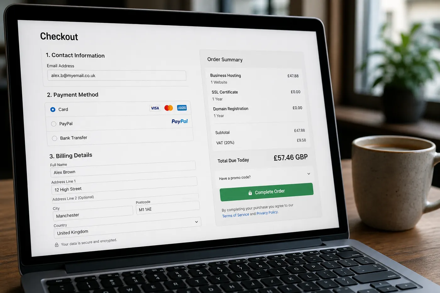Hostinger UK WordPress hosting plans GBP checkout summary