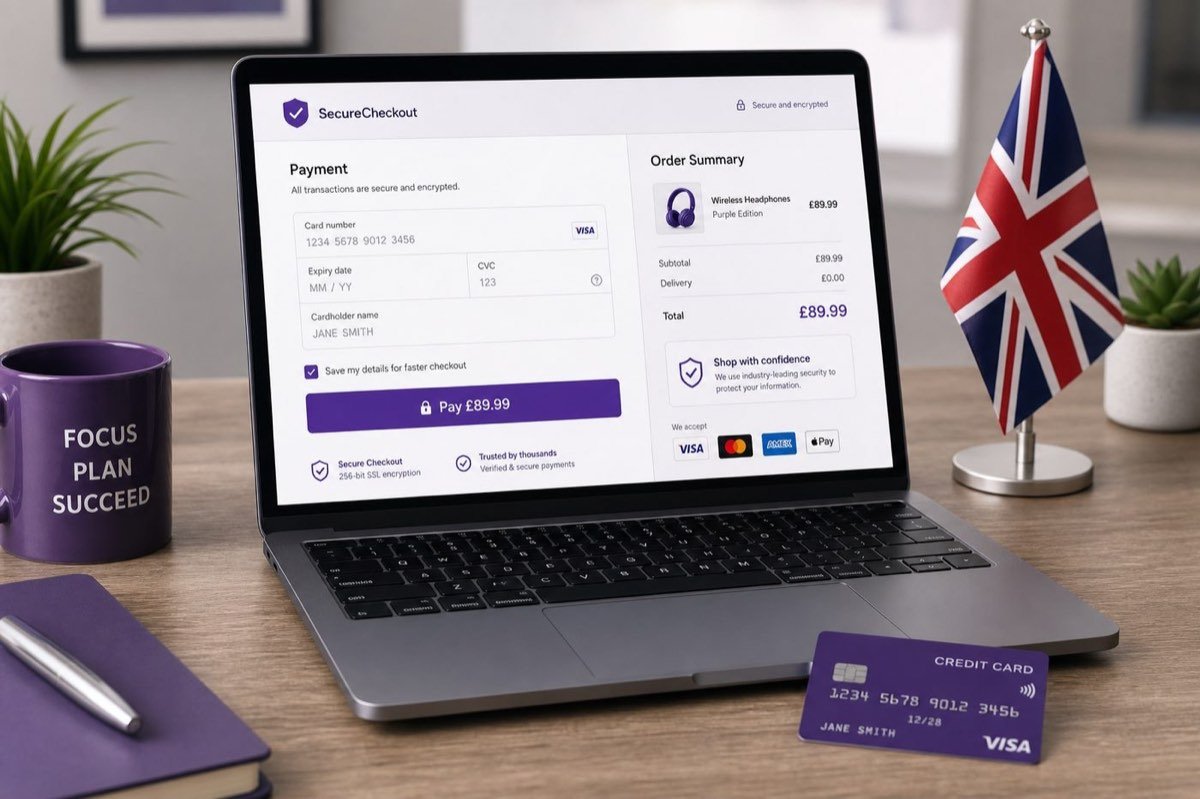 Secure checkout screen for buying Hostinger UK WordPress hosting