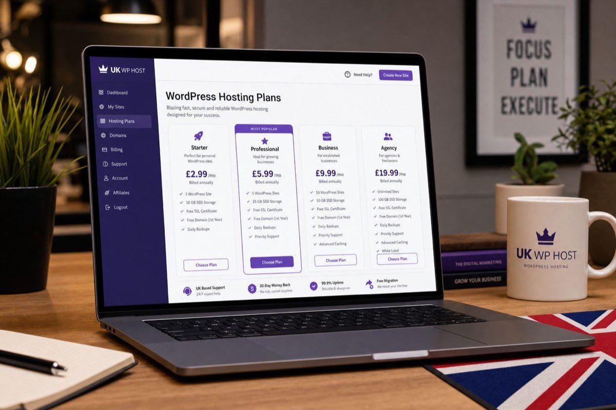 Buy Hostinger UK WordPress hosting plans dashboard overview