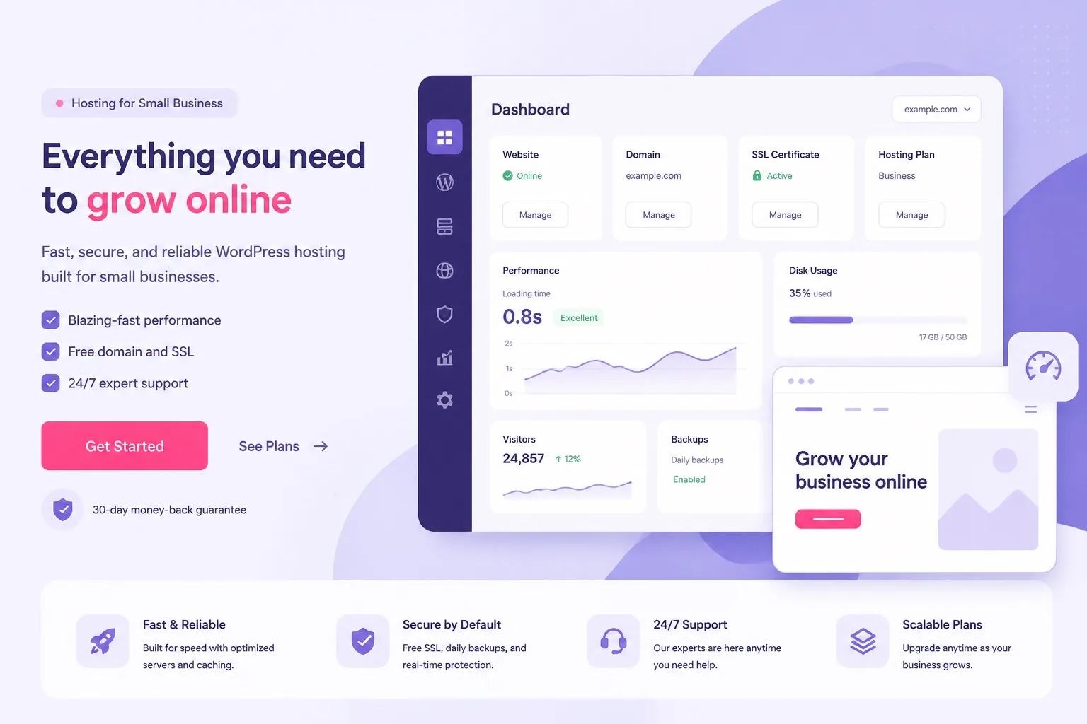 Buy WordPress hosting for small business best Hostinger plans cover