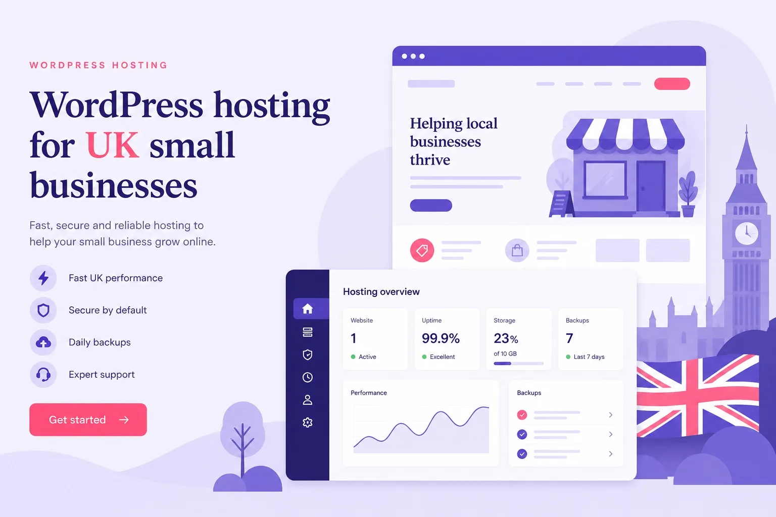 Cheap hosting UK small business Hostinger WordPress hosting plans overview for British buyers paying in GBP