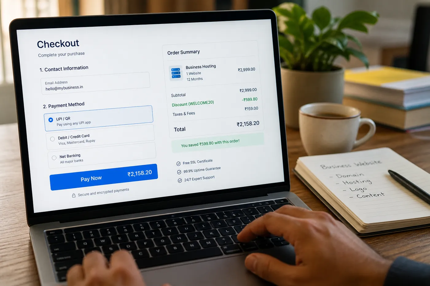 Buy Hostinger plans today India small business checkout