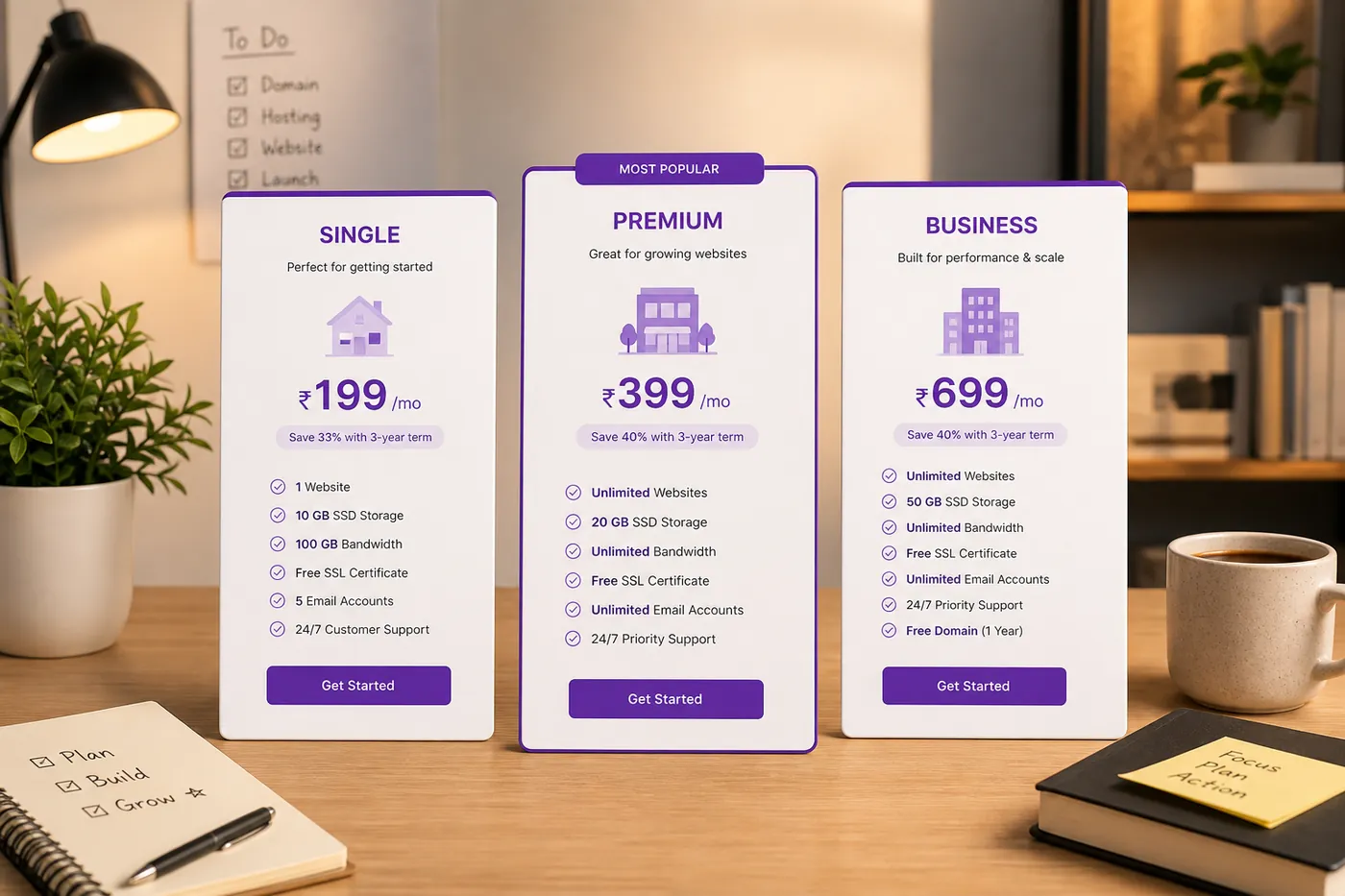 Hostinger Single Premium Business plans for cheapest web hosting India