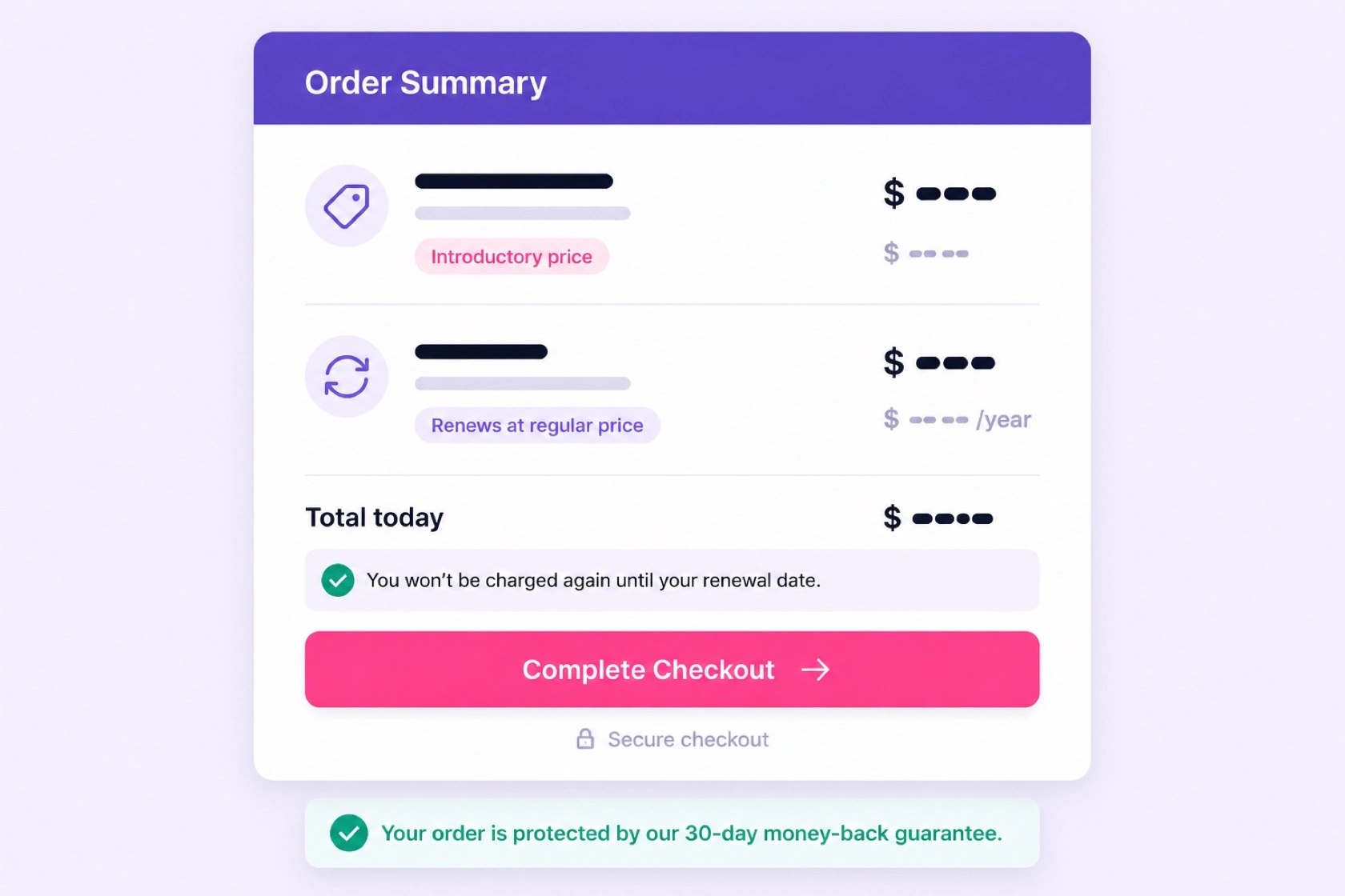 Hostinger WordPress hosting checkout screen showing 80% off promo total and renewal price