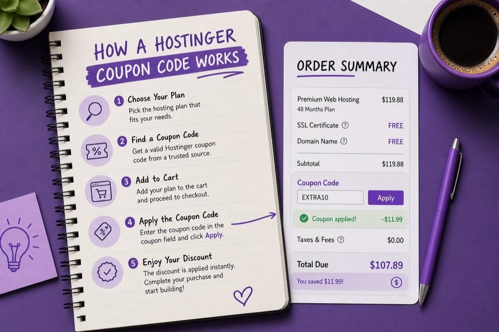 Steps to claim WordPress Hosting 20% Off at Hostinger checkout