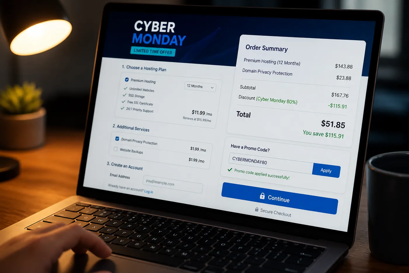 Claim WordPress hosting promo codes on Hostinger Cyber Monday checkout