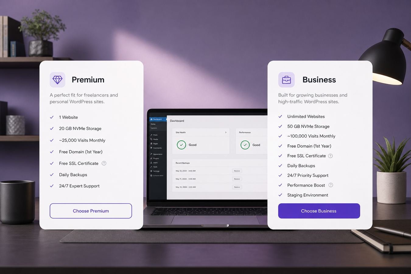 Hostinger Premium vs Business WordPress hosting plan comparison cover