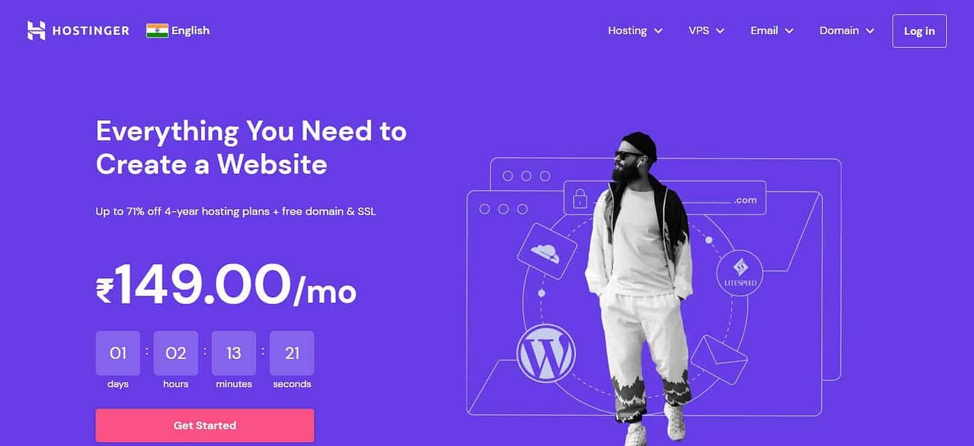 Hostinger WordPress hosting control panel and website management tools
