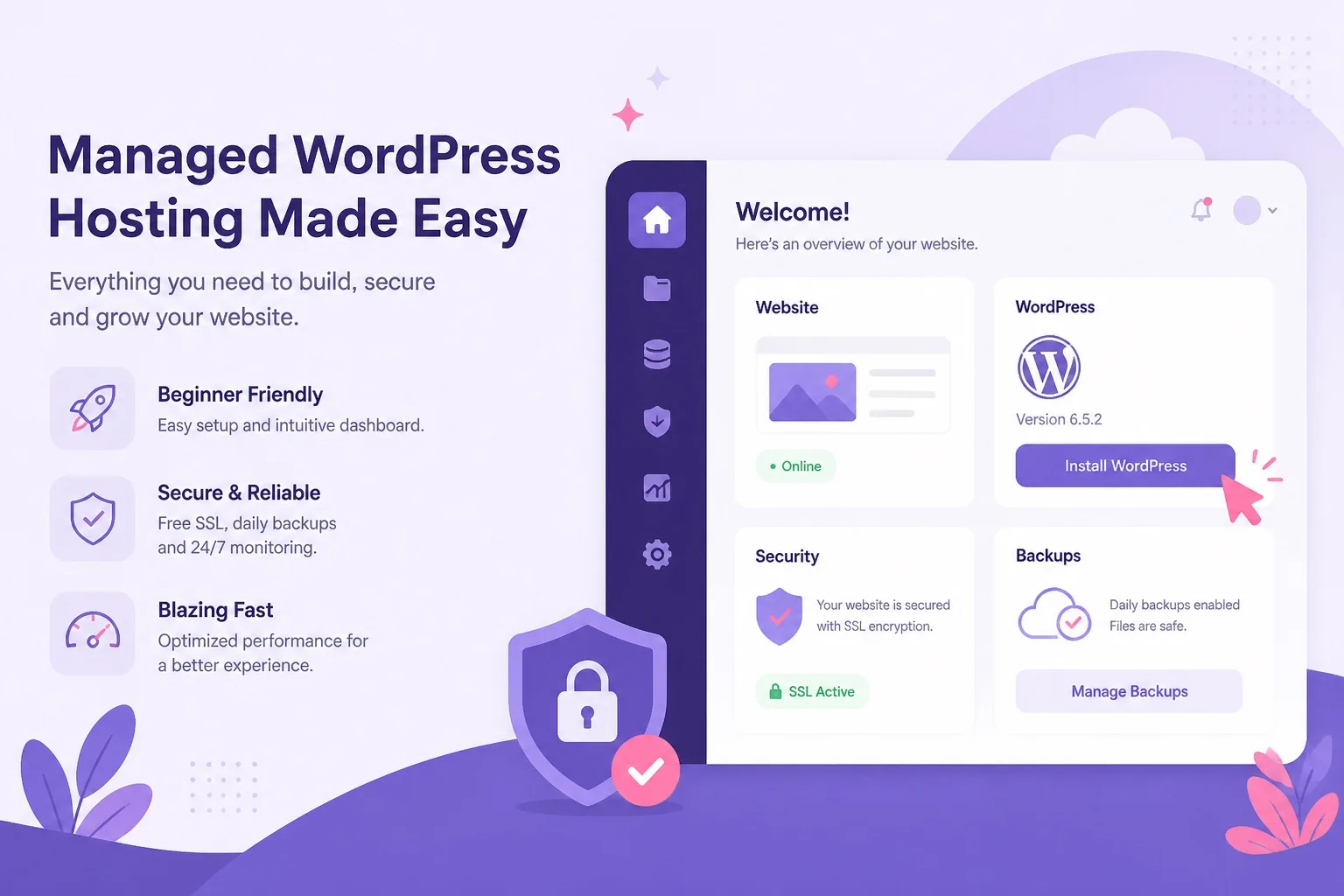 Managed WordPress hosting for beginners on Hostinger plans overview cover