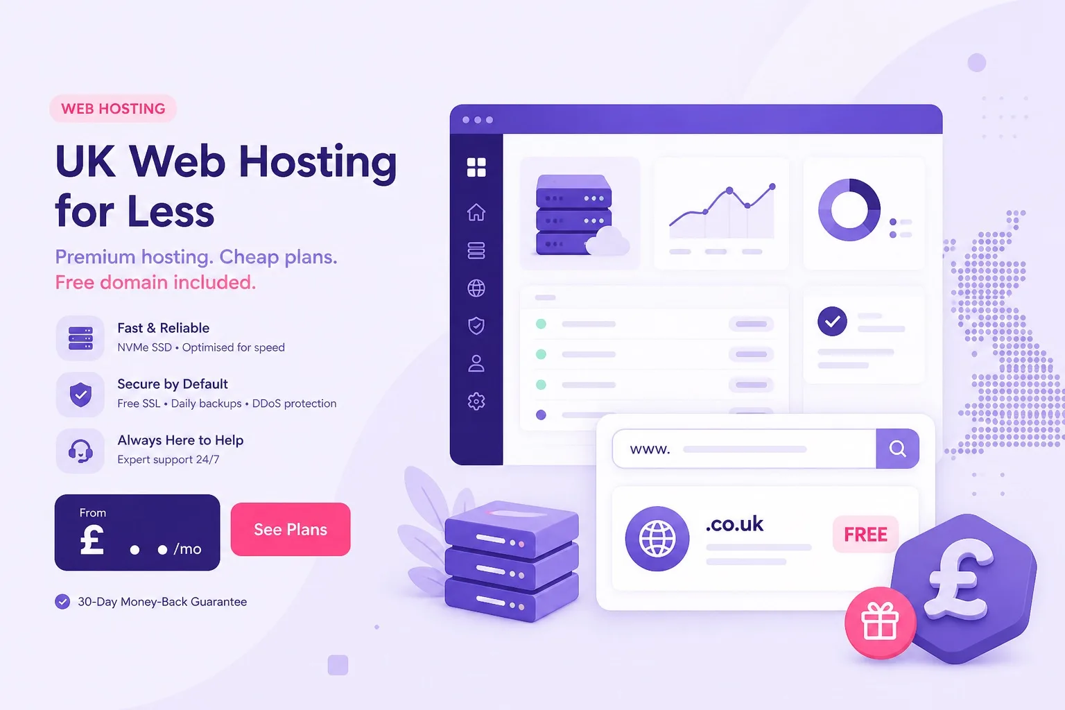UK web hosting on Hostinger cheap plans with free domain eligibility overview for British buyers paying in GBP