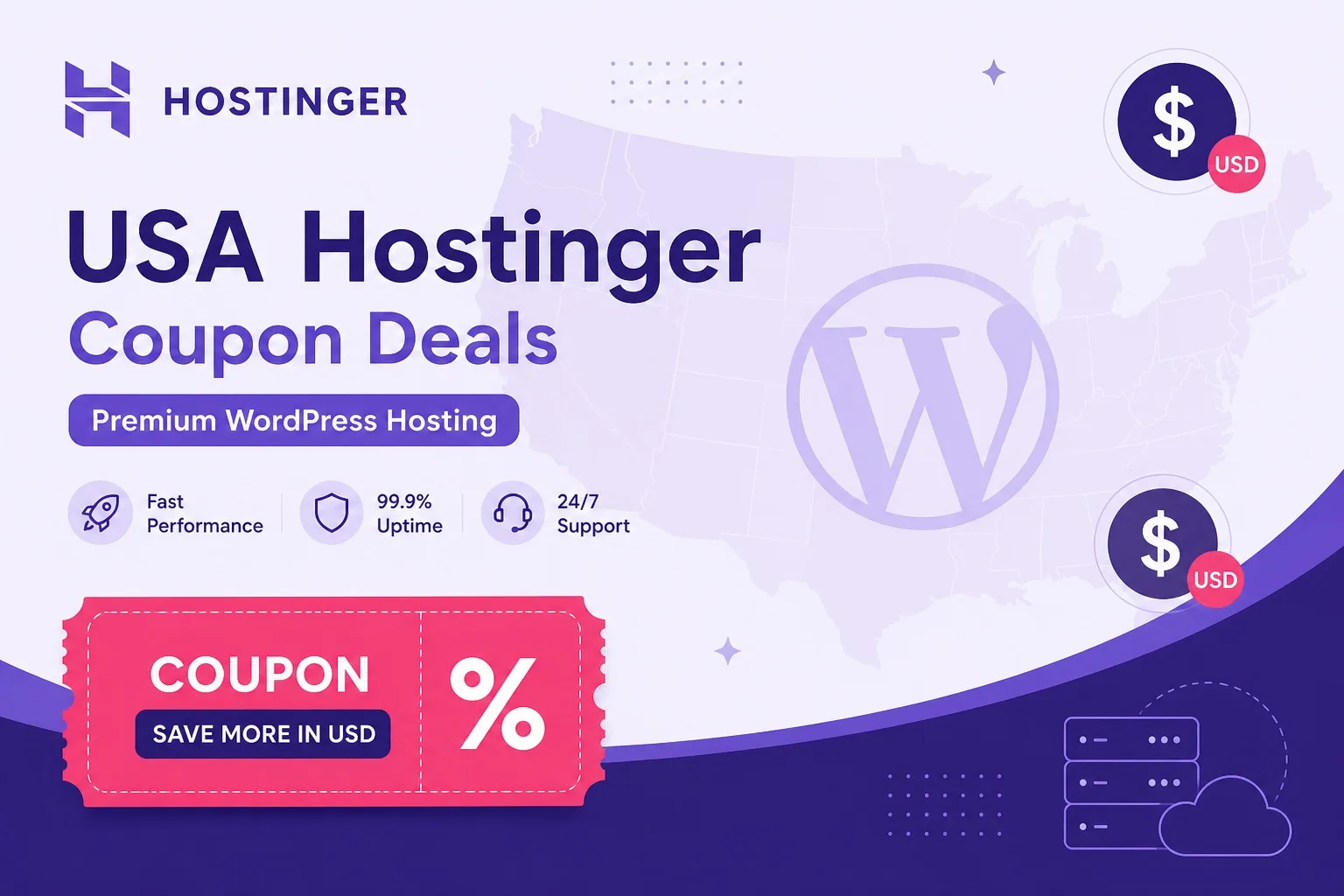 WordPress hosting promo USA Hostinger coupon deals in USD overview for American buyers